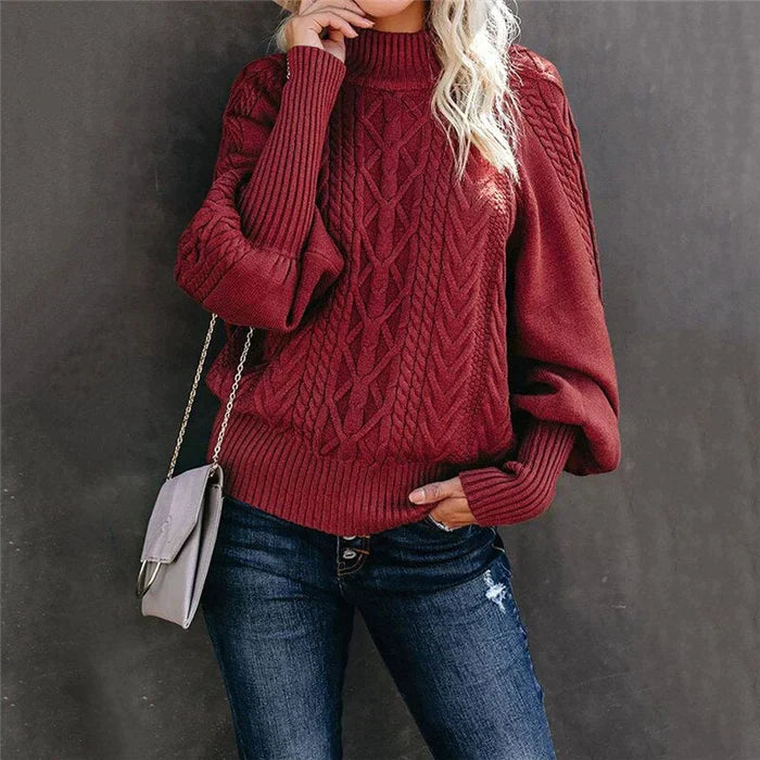 Venetti Basics - Gehäkelter Damenpullover mit hohem Kragen