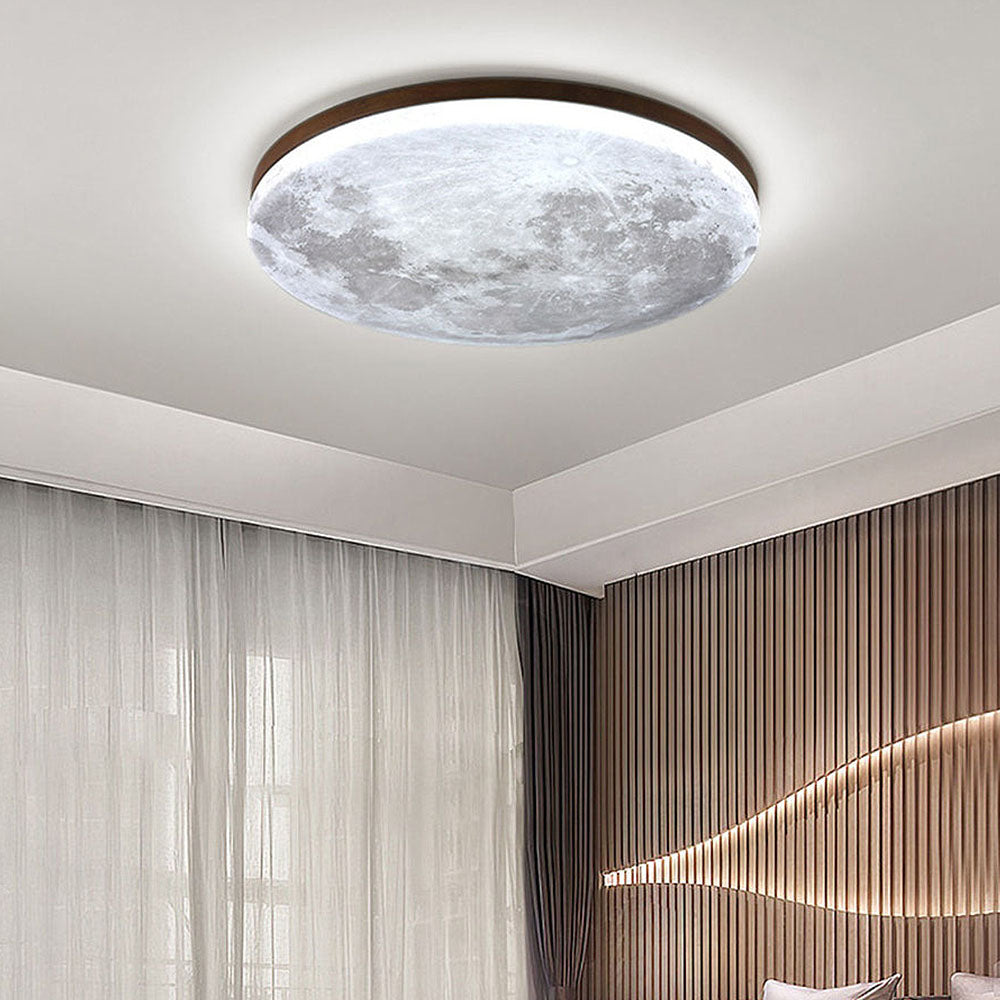 Sandsberg LED Deckenleuchte | Mond-Design | Dimmbar | Holzoptik | Stimmungsvolle Beleuchtung für Zuhause
