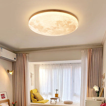 Sandsberg LED-Deckenleuchte | Mond-Design | Dimmbar | Holzlook | Ambientebeleuchtung für das Zuhause