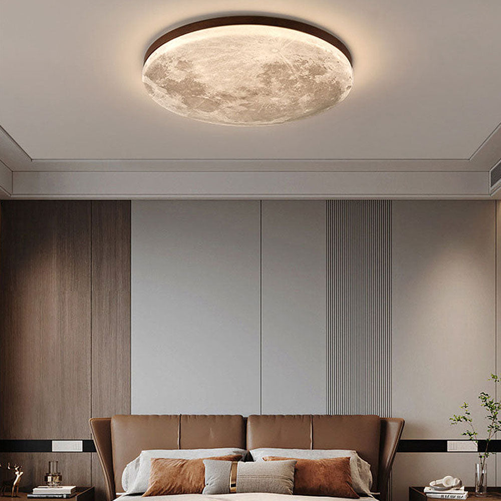 Sandsberg LED Deckenleuchte | Mond-Design | Dimmbar | Holzoptik | Stimmungsvolle Beleuchtung für Zuhause