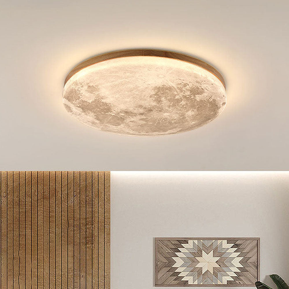 Sandsberg LED Deckenleuchte | Mond-Design | Dimmbar | Holzoptik | Stimmungsvolle Beleuchtung für Zuhause