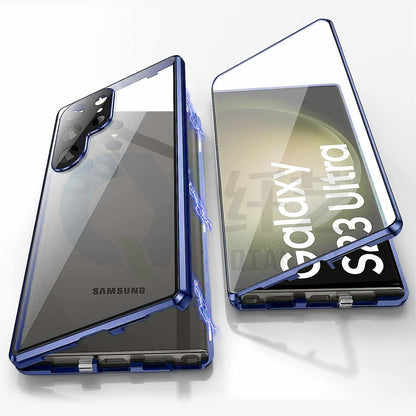 Magnetische gehärtete Glas doppelseitige Telefonhülle für Samsung