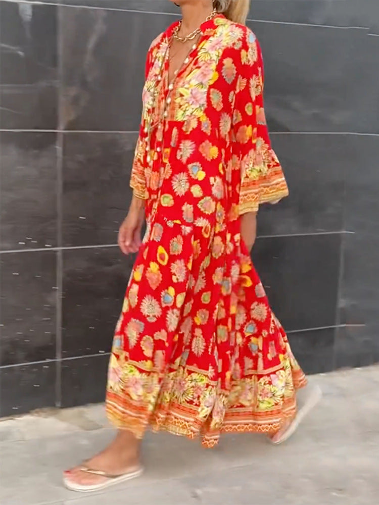 HippieChic Orange Boho Maxikleid Sommer