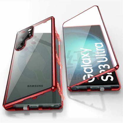 Magnetische gehärtete Glas doppelseitige Telefonhülle für Samsung