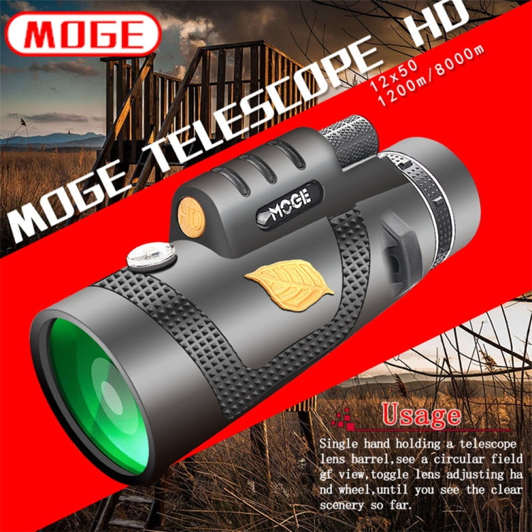 Sandsberg | Moge 12x50 Professionelles HD Monokular Nachtsicht-Teleskop mit Stativ