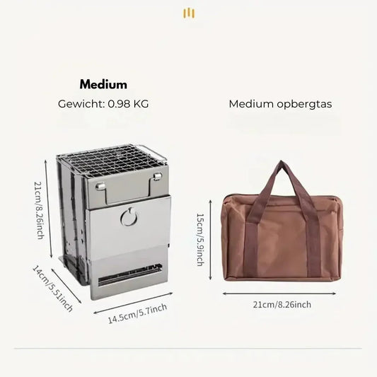 Sandsberg | Faltbarer Edelstahl-Holzofen – Tragbarer Campingkocher für Outdoor-Kochen