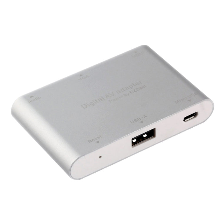 Sandsberg | P27 Metallabdeckung Micro USB zu HDMI + VGA HDTV Converter Digital AV Adapter, Power by EZCast, Unterstützung für iOS / Android / Windows System (Silber)