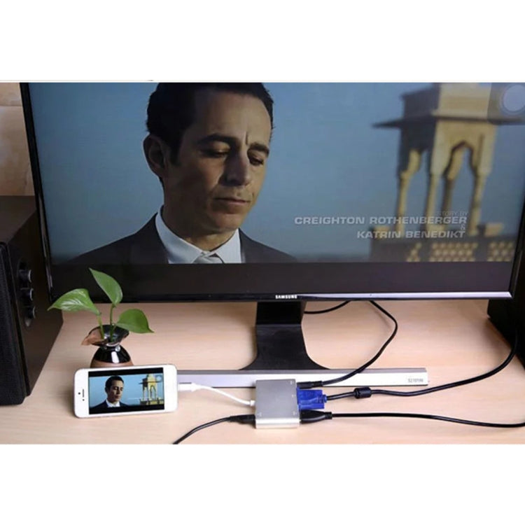 Sandsberg | P27 Metallabdeckung Micro USB zu HDMI + VGA HDTV Converter Digital AV Adapter, Power by EZCast, Unterstützung für iOS / Android / Windows System (Silber)