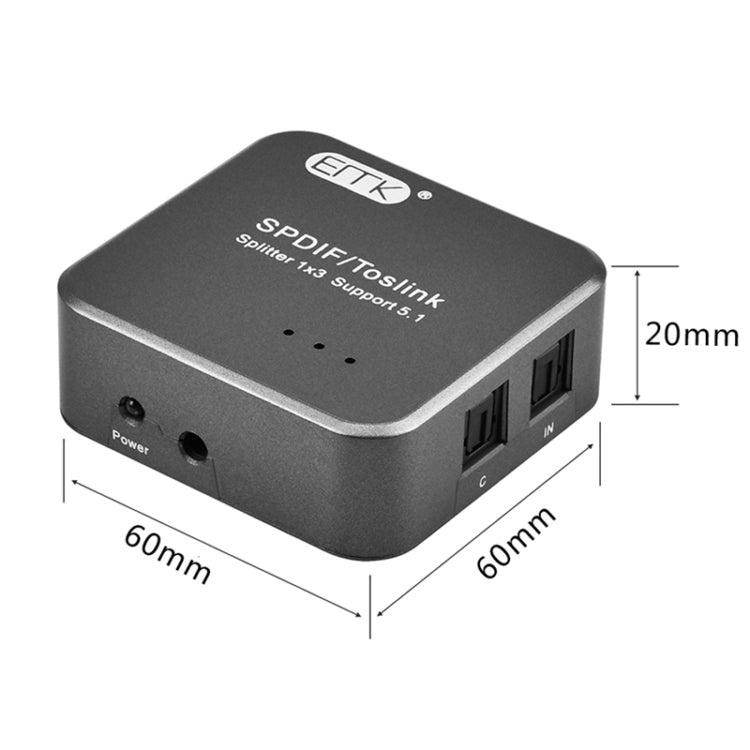 Sandsberg | EMK 1 Eingang 3 Ausgang Digitaler Optischer Audio SPDIF Toslink Splitter Adapter (Silber Grau)