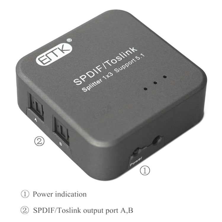 Sandsberg | EMK 1 Eingang 3 Ausgang Digitaler Optischer Audio SPDIF Toslink Splitter Adapter (Silber Grau)