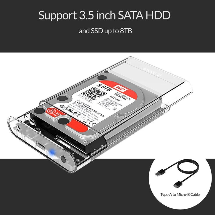 Sandsberg | ORICO 3139U3 3.5 Zoll SATA HDD USB 3.0 Micro B Externe Festplattengehäuse Speichergehäuse (Transparent)