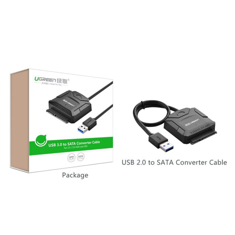 Sandsberg | UGREEN USB 3.0 zu SATA Adapterkabel-Konverter für 2,5 / 3,5 Zoll Festplatte HDD und SSD, Unterstützung UASP SATA 3.0 (Schwarz)