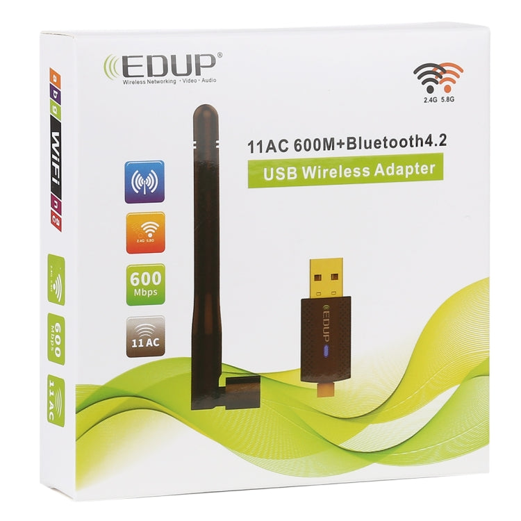Sandsberg | EDUP EP-AC1661 2 in 1 Bluetooth 4.2 + Dual Band 11AC 600Mbps Hochgeschwindigkeits-Wireless-USB-Adapter WiFi-Empfänger