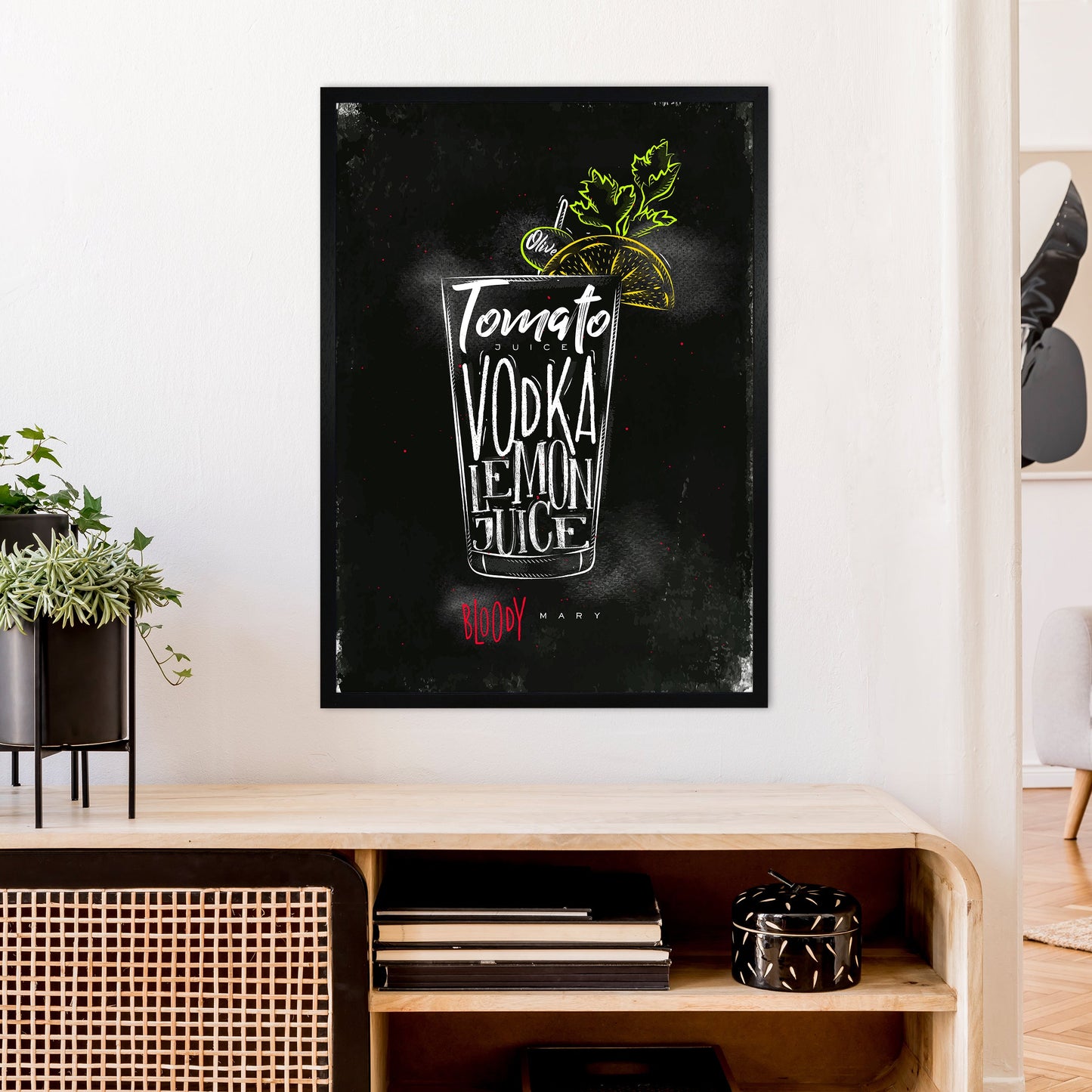 Sandsberg | Bloody Mary Cocktail Schwarz Kunstdruck