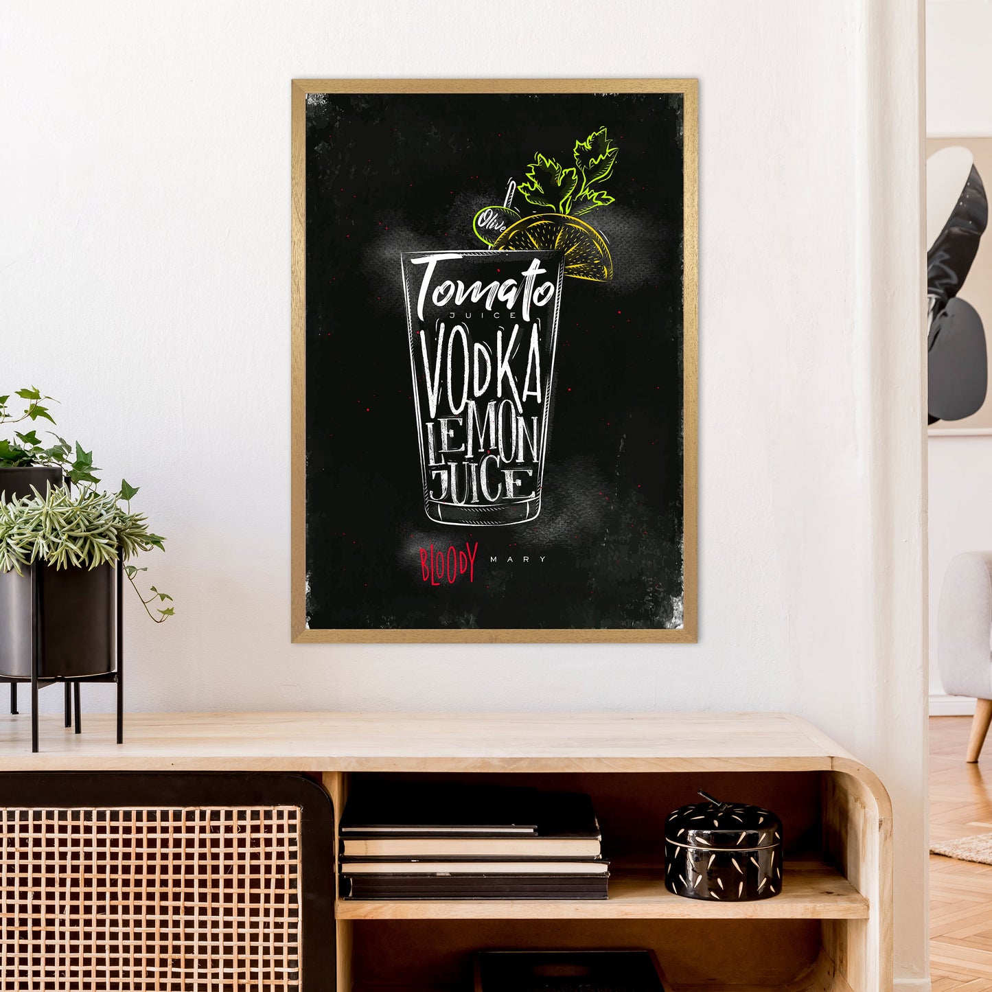 Sandsberg | Bloody Mary Cocktail Schwarz Kunstdruck