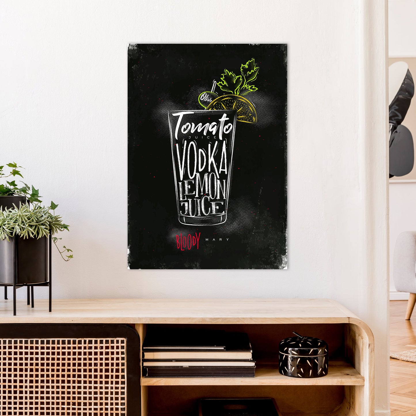 Sandsberg | Bloody Mary Cocktail Schwarz Kunstdruck