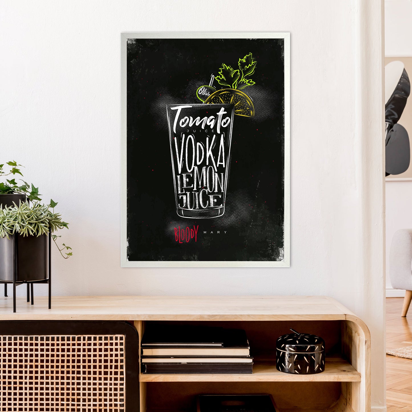 Sandsberg | Bloody Mary Cocktail Schwarz Kunstdruck