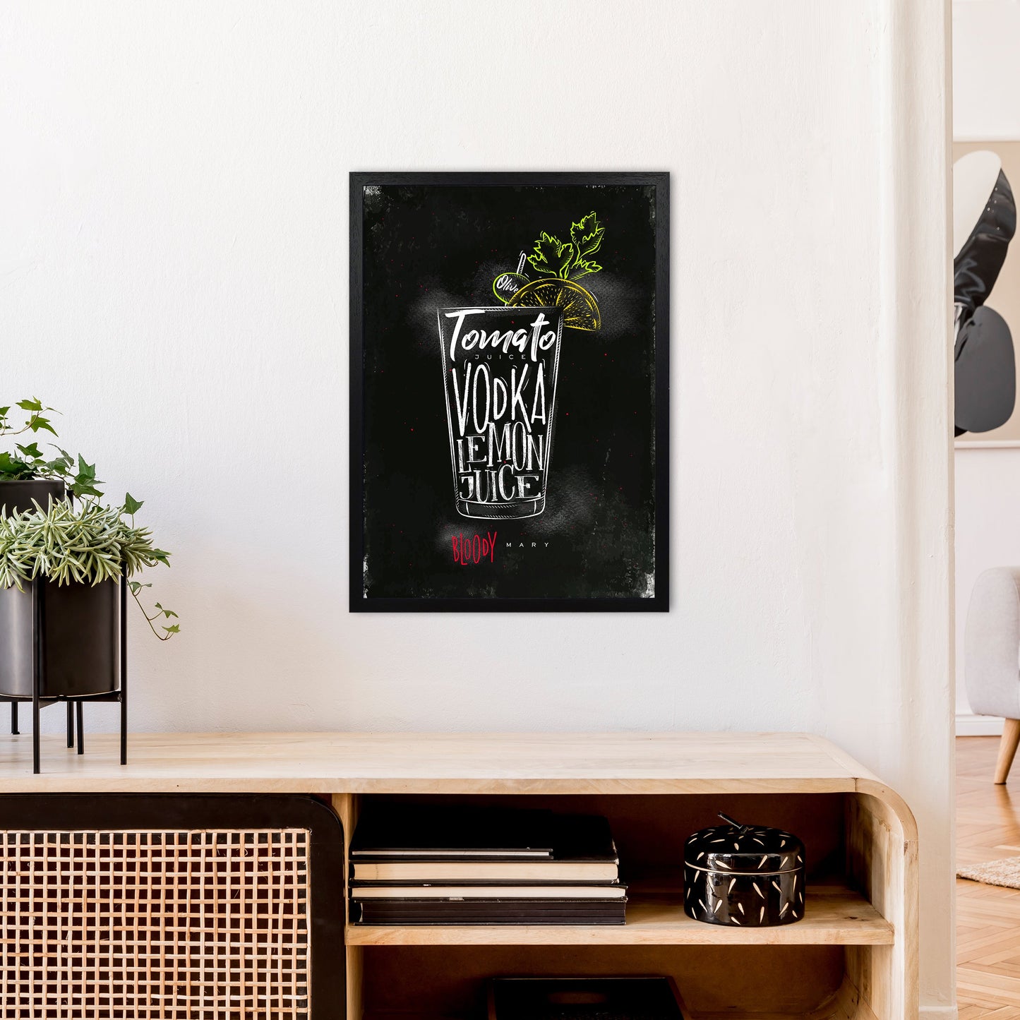 Sandsberg | Bloody Mary Cocktail Schwarz Kunstdruck