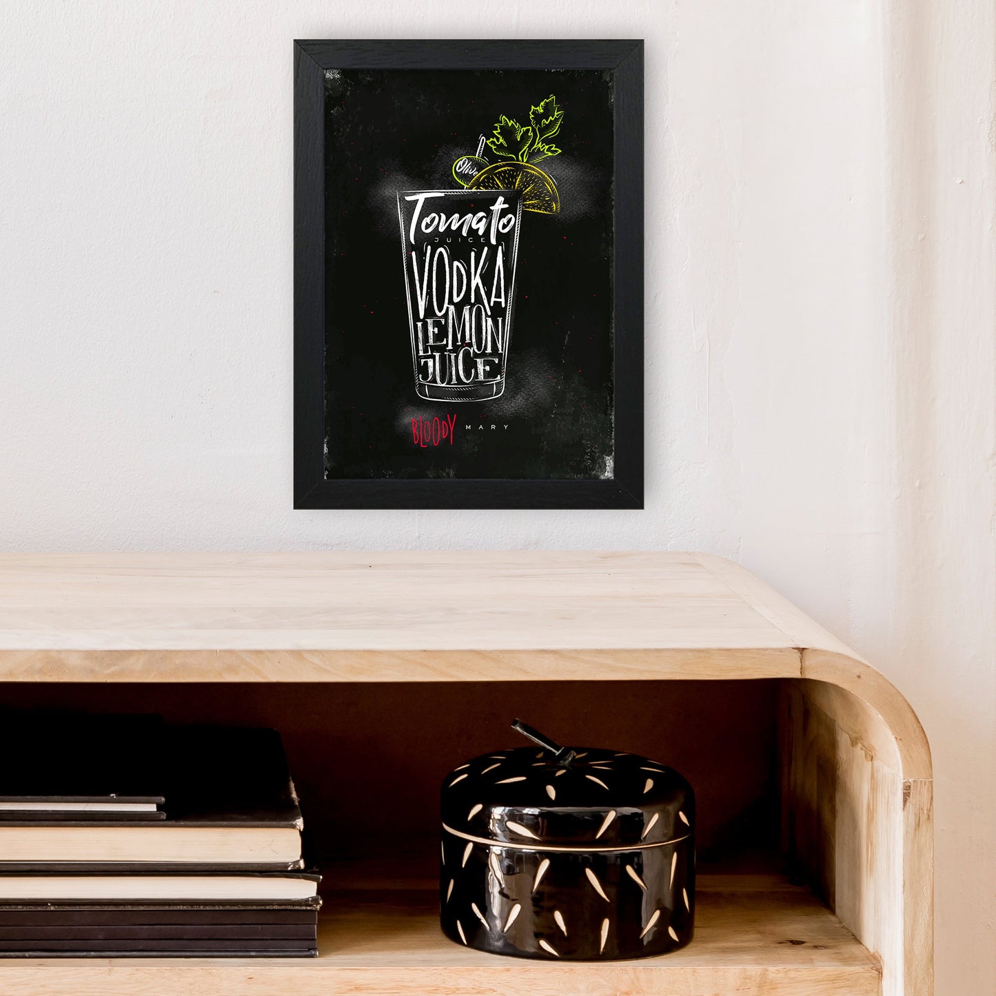 Sandsberg | Bloody Mary Cocktail Schwarz Kunstdruck