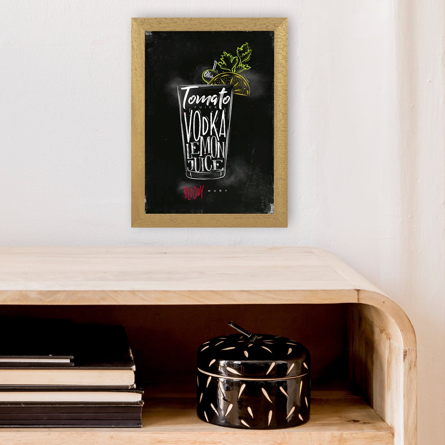 Sandsberg | Bloody Mary Cocktail Schwarz Kunstdruck