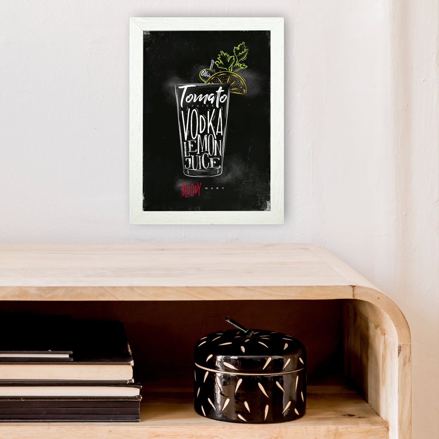 Sandsberg | Bloody Mary Cocktail Schwarz Kunstdruck