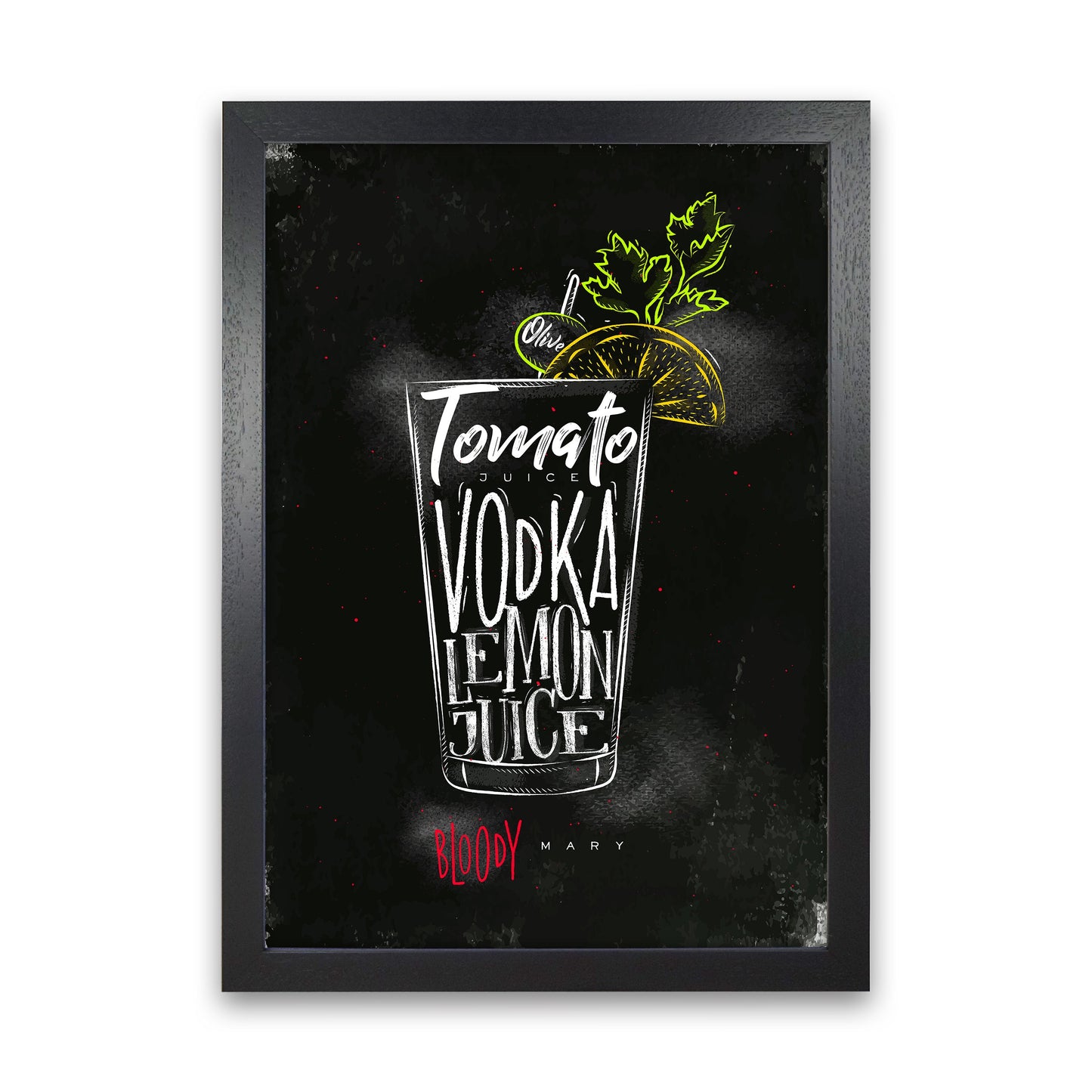Sandsberg | Bloody Mary Cocktail Schwarz Kunstdruck
