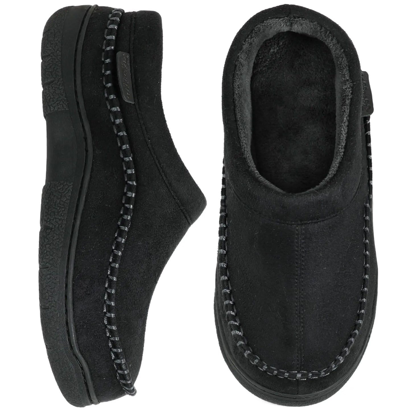 Herren rutschfeste Plüsch Slip-On Hausschuhe: Warm & breite Zehen