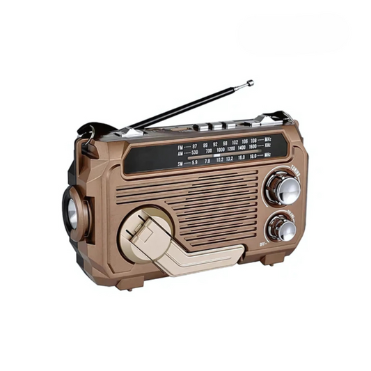 Sandsberg | SafeWave Notfallradio mit integriertem Powerbank – Handkurbel, Solar- & USB-Ladegerät, AM/FM, LED-Taschenlampe & SOS-Alarm