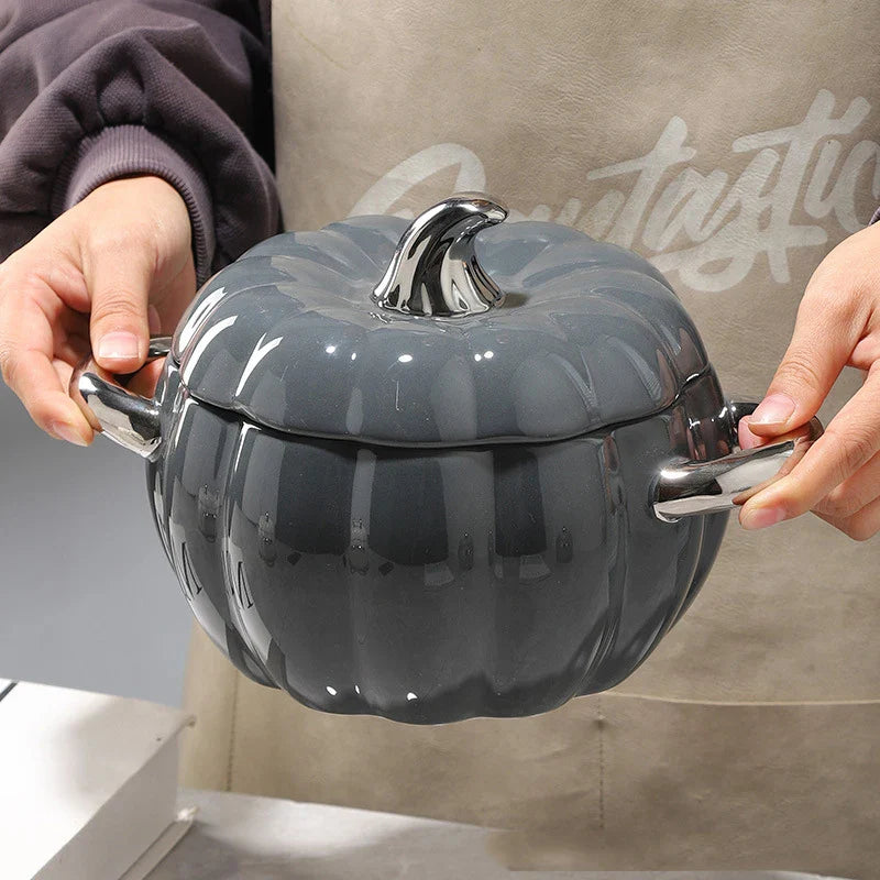 Kürbis Keramik Dessertschüssel Topf mit Deckel Obstschale Küche Halloween Dekorationen Geschirr Schüssel