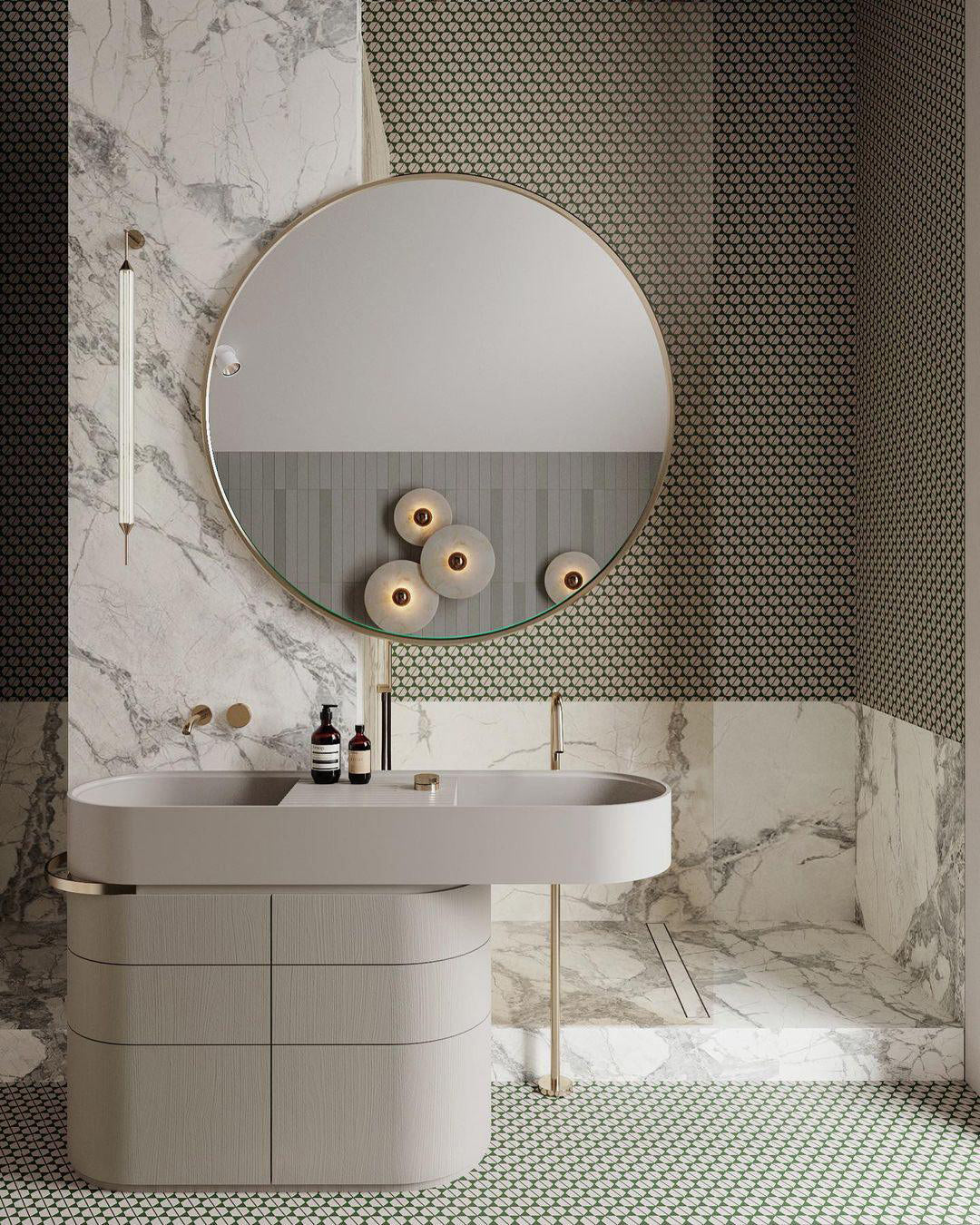 Sandsberg | LuxeMarble – Runde Marmor Wandleuchte für schicke Beleuchtung