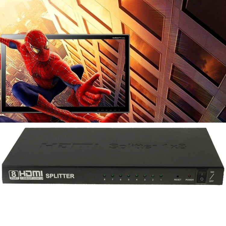 Sandsberg | V1.4 Full HD 1080P 1 x 8 HDMI Verstärker Splitter, Unterstützt 3D(Schwarz)