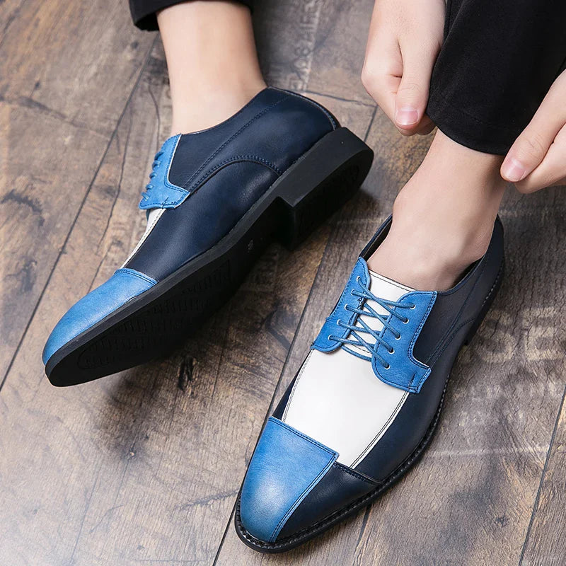 Goldene Sapling Party Schuhe Herren Retro Leder Casual Retro Patchwork Leder Flachformelle Hochzeit Oxfords