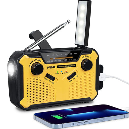 Sandsberg | Notfall-Radio mit Kurbel & Solar – Tragbares Dynamo-Radio mit Powerbank & LED-Taschenlampe