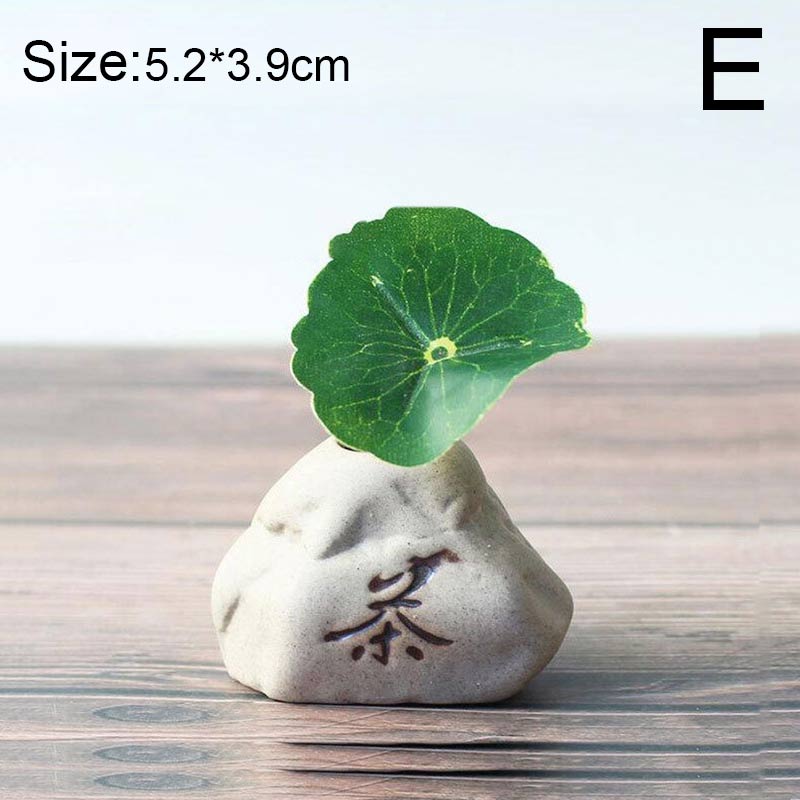 Steinform Kleine Vase Home Desktop Kreative Ornamente Keramik Steinzeug Zen Hydroponische Pflanzentöpfe Kleine frische Blumeneinsätze