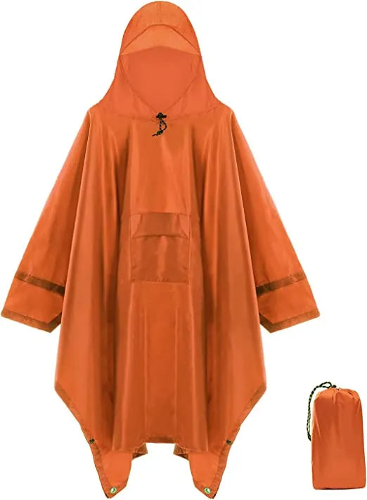 3-in-1 Outdoor Militär Regenmantel - Wasserdicht, Multifunktionales Herren- und Damen-Poncho - Motorrad Regenbekleidung und Picknickdecke