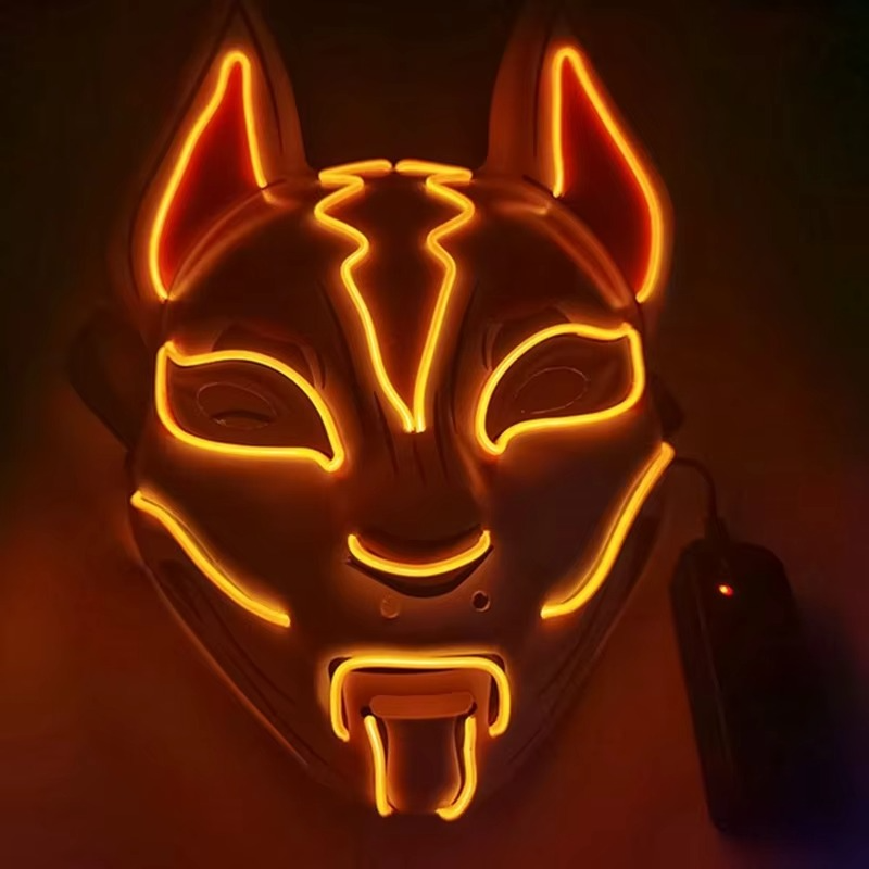 Sandsberg | Leuchtende LED V-Face Fuchsmaske für Halloween & Cosplay