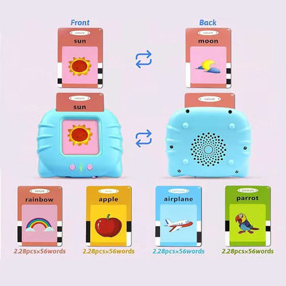 Sprechende Lernkartenmaschine für Kinder - edukatives Hörbuchspielzeug für Vorschulkinder im Alter von 2-6 Jahren, USB aufladbar, augenfreundliches Design