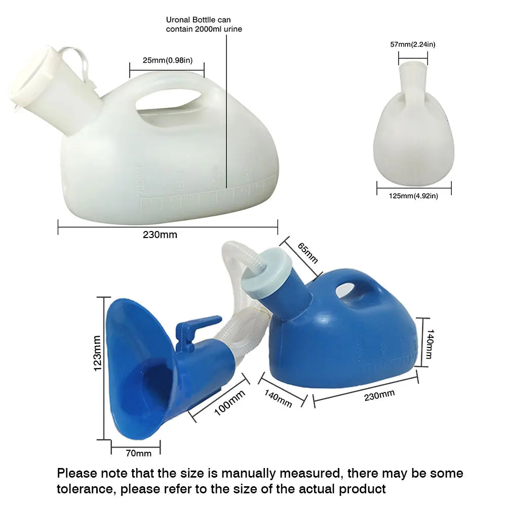 Tragbares Urinal mit Verlängerungsschlauch: 2000ml Kapazität für Männer und Frauen - Ideal für Camping und Reisen