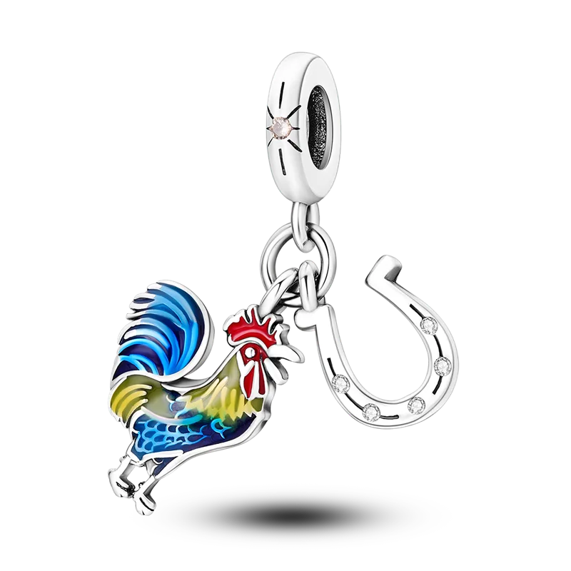 925 Silber Goldener Leopard Charms Perlen Bunte Chamäleon Nashorn Löwe Skarabäus Katze Anhänger Passend für Original Pandora Armband Schmuck