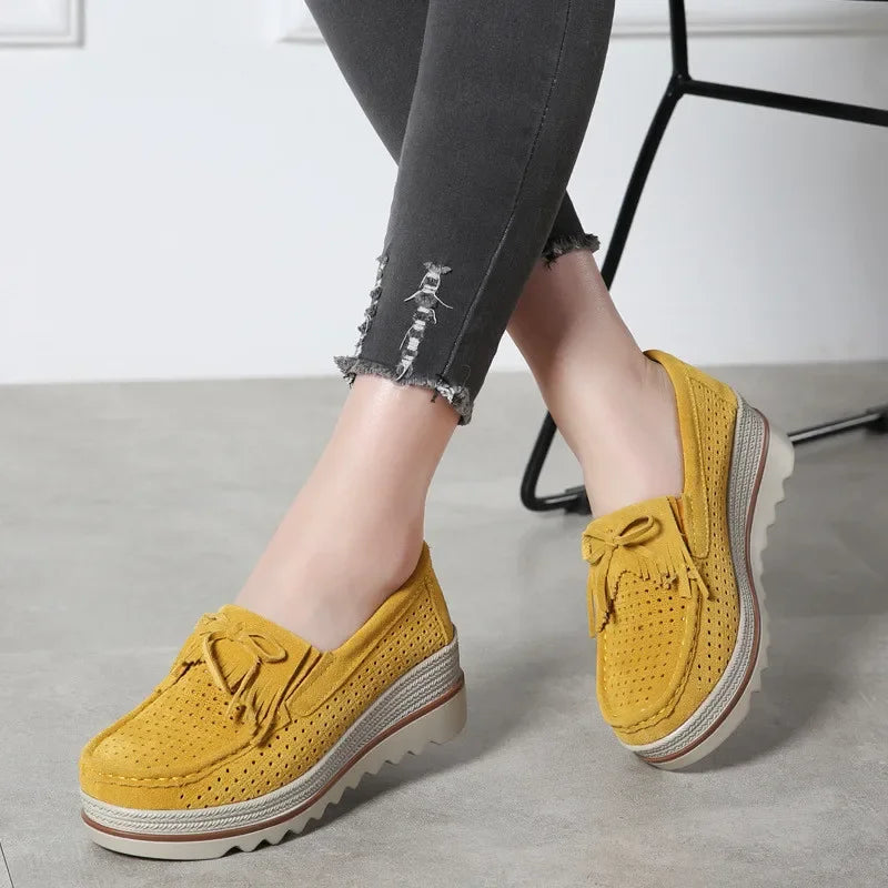 Frühling Frauen Flache Schuhe Plattform Sneaker Slip-On Flats Leder Wildleder Damen Slipper Freizeit Slipper