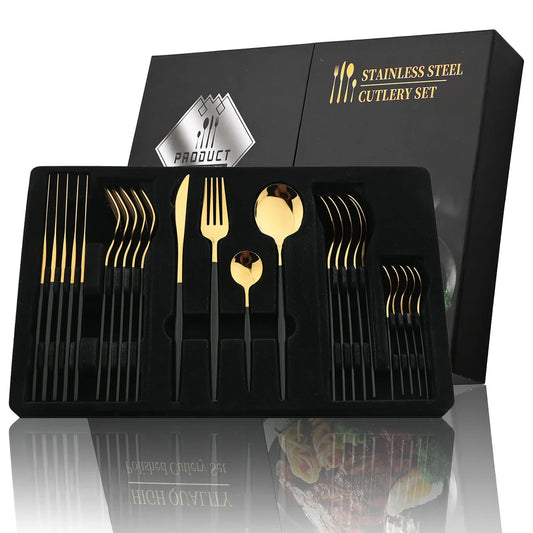 24-teiliges schwarzes Besteckset