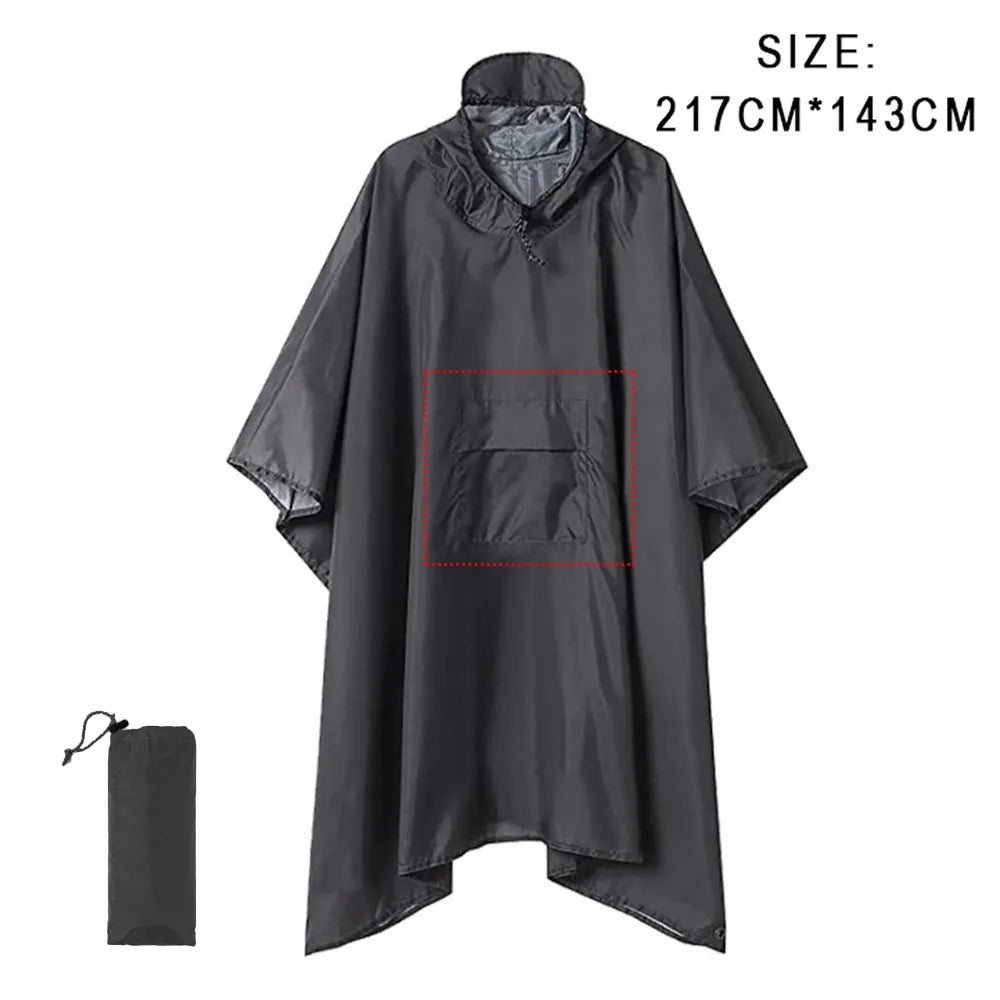 3-in-1 Outdoor Militär Regenmantel - Wasserdicht, Multifunktionales Herren- und Damen-Poncho - Motorrad Regenbekleidung und Picknickdecke