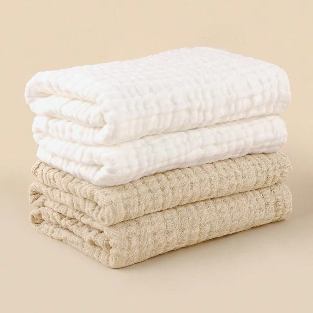 Sandsberg | Luxuriöse 6-lagige Baumwoll-atmungsaktive Baby-Wickeldecke mit Spitzenrand