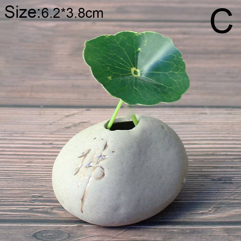 Steinform Kleine Vase Home Desktop Kreative Ornamente Keramik Steinzeug Zen Hydroponische Pflanzentöpfe Kleine frische Blumeneinsätze