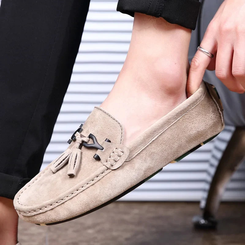 Quasten Loafer Herren Wildleder Luxus Schuhe Freizeit Slip-On Mokassin Fahren