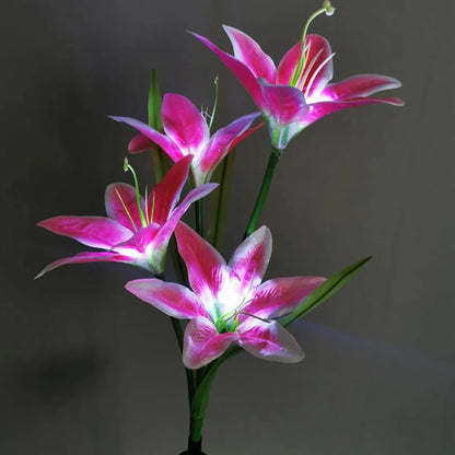 Sandsberg | Solar LED Blumenleuchten in Lilienform – Farbwechselnde Gartenlichter mit Stab für Außenbereiche