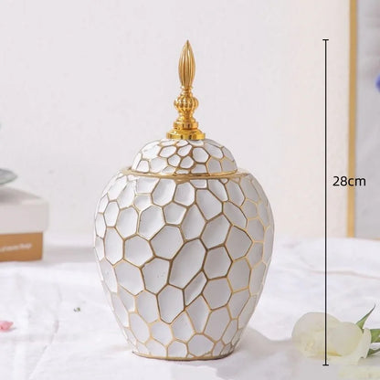 Sandsberg | GoldenPattern | Keramikvase mit luxuriösen goldenen Akzenten – Modernes dekoratives Wohnaccessoire