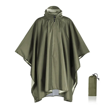 Sandsberg | 3 in 1 Outdoor Militär Regenmantel - Mit Kapuze wasserdichter Regenponcho mit Ärmeln, Motorrad Regenabdeckung, ideal zum Campen, Wandern und Reisen