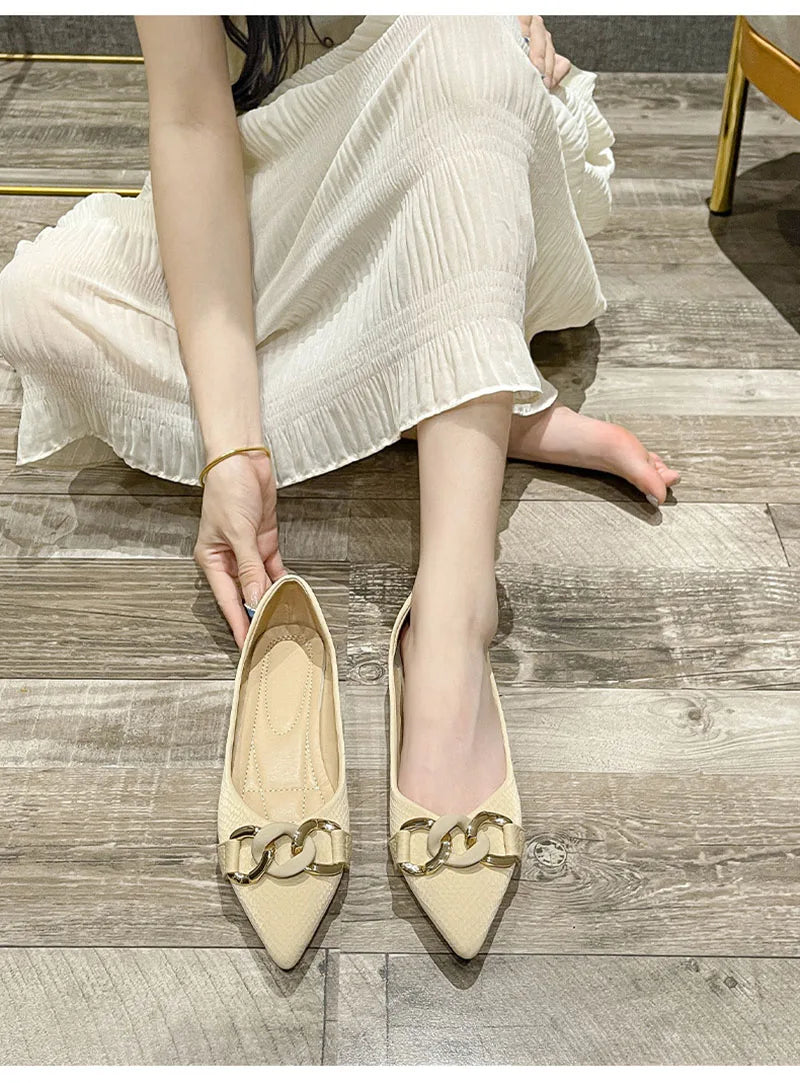 Flats für Frauen Einzelne Schuhe Büro Dame Frühling Sommer Weiche Boot