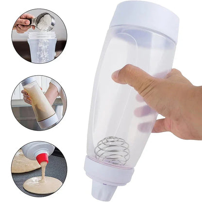 Sandsberg | Pfannkuchenteigspender-Mixer mit BlenderBall Drahttrinkflasche - Quetschflasche Pfannkuchen-Schüttler-Spender JT194 von LMETJMA